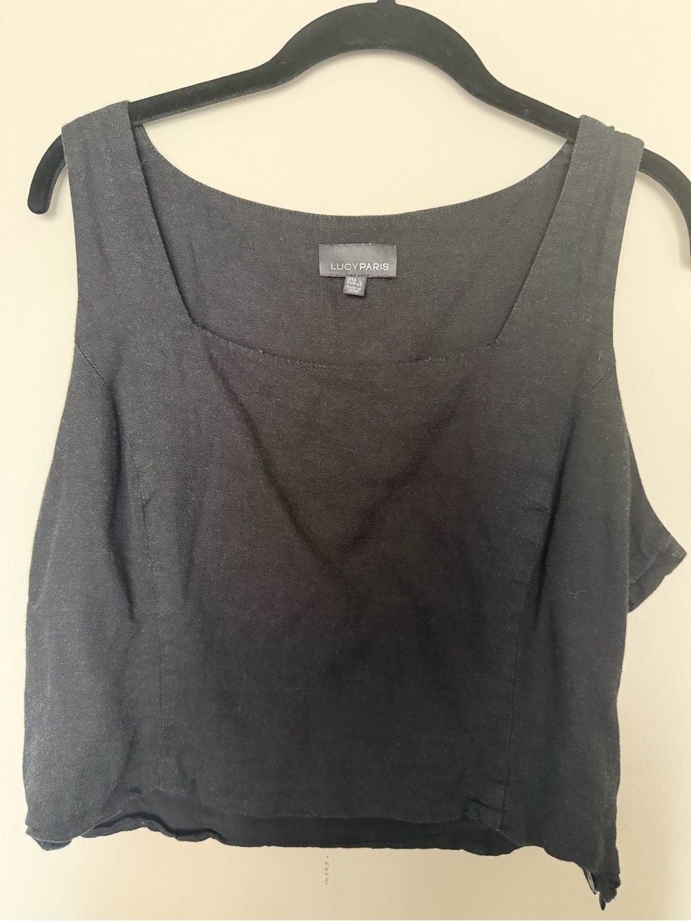Lucy Paris Black Sleeveless Crop Tank Top Large